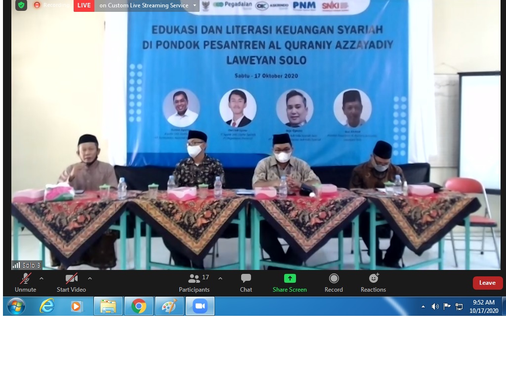 Askrindo Syariah Melaksanakan Edukasi dan Literasi Keuangan Syariah di Pondok Pesantren Al Quraniy Azzayadiy  Laweyan Solo