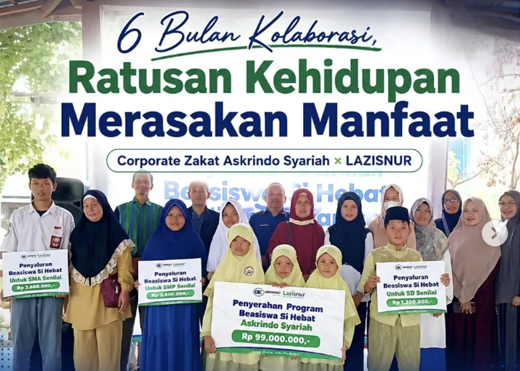Askrindo Syariah Salurkan Corporate Zakat melalui Lazisnur, Jangkau 490 Penerima Manfaat